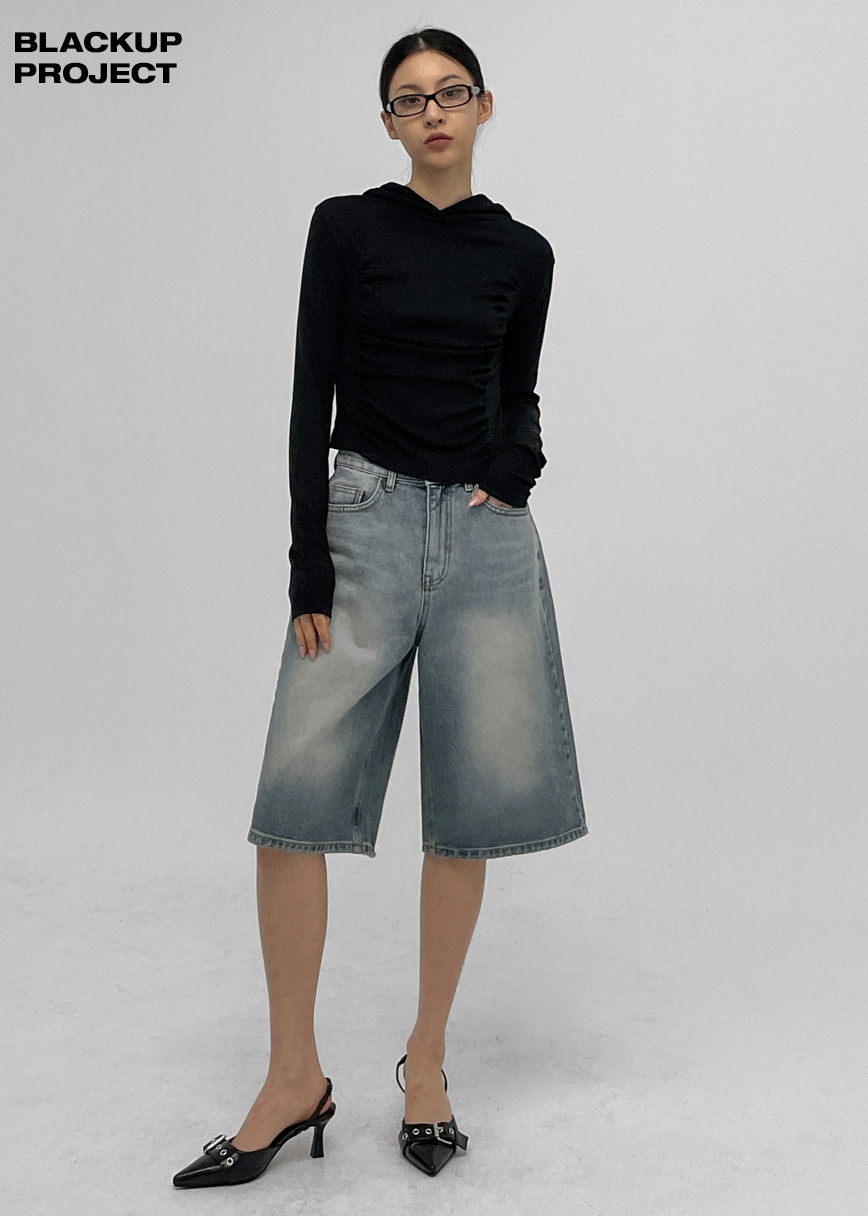 【BLACKUP】WASHING BERMUDA DENIM PANTS MADE] Boyish Washing Bermuda Denim Pants – BLACKUP
