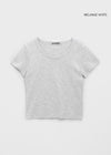 [B-BASIC] T-shirt standard à col en U à manches courtes (2TAILLE)