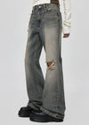 Quần jeans semi bootcut Huto hư hại