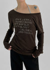 Sowan See-through Off-Shoulder Long Sleeve T-shirt