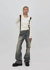 Pantalons en denim semi bootcut Huto endommagés