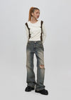 Pantalons en denim semi bootcut Huto endommagés