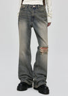 Quần jeans semi bootcut Huto hư hại