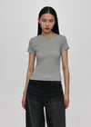 [B-BASIC] Round Neck Ribbed Short Sleeve Tee 2 Size