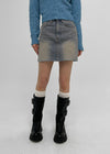 Obet Washed Denim Mini Skirt