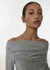 [MADE] Flesh Shirring Boat Neck Long Sleeve Tee