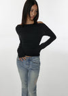 [MADE] Flesh Shirring Boat Neck Long Sleeve Tee