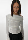 [MADE] Flesh Shirring Boat Neck Long Sleeve Tee