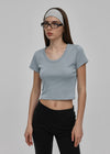 [B-BASIC] Standard U-Neck Crop Short Sleeve T-Shirt (2SIZE)