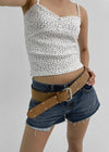 Studded suede wide belt