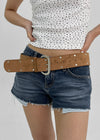 Ceinture large en daim cloutée