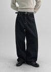 Pantalons larges en denim brut sans plumes