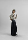 No-feather raw denim wide pants