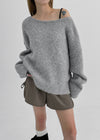 Butting Loose Fit Boat Neck Wool Knit