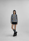 TAKER ARGYLE WOOL ROUND KNIT CARDIGAN