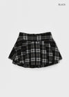 Gelkang Check Double Pleated Mini Skirt Pants