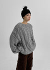 Lotuel loose fit cable knit wool 50%