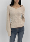 Shocker Cable Slim V-Neck Knit