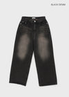 Hasfit gewaschene weite Denim-Hose