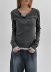 Conchana Gimo Layered Snap Long Sleeve Tee