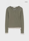 Conchana Gimo Layered Snap Long Sleeve Tee