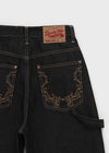 Pantalons en denim brut large avec broderie Pilong