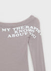 Dontop Lettering Unbal Off Shoulder Long Sleeve T-shirt