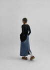 Cabot Back Banding Slit Denim Long Skirt