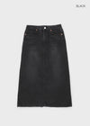 Cabot Back Banding Schlitz Denim Lange Rock