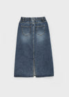 Jupe longue en denim avec fente Cabot Back Banding