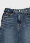 Cabot Back Banding Schlitz Denim Lange Rock