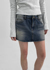 Dakeng Pocket Washed Denim Mini Skirt Pants