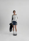 Dakeng Pocket Washed Denim Mini Skirt Pants