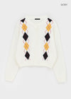 Mosing Argyle Knit Cardigan