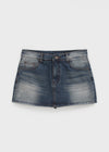 Dakeng Pocket Washed Denim Mini Skirt Pants