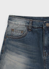 Dakeng Pocket Washed Denim Mini Skirt Pants