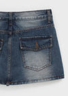 Dakeng Pocket Washed Denim Mini Skirt Pants