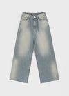 Shoulder Washed Wide Denim Pants