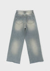 Shoulder Washed Wide Denim Pants