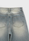 Schultergewaschene weite Denim-Hose