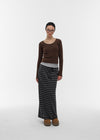 Remon Stripe Slit Banding Long Skirt