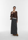 Remon Stripe Slit Banding Long Skirt