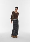 Remon Stripe Slit Banding Long Skirt