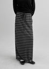 Remon Stripe Slit Banding Long Skirt