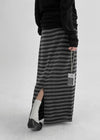 Remon Stripe Slit Banding Long Skirt