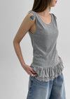 Rockydo Frill Layered Ribbed Sleeveless Tee