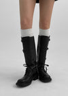 Karting Buckle Lace-up Long Boots (Cowhide)