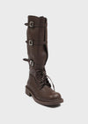 Karting Buckle Lace-up Long Boots (Cowhide)