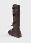 Karting Buckle Lace-up Long Boots (Cowhide)