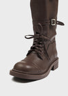 Karting Buckle Lace-up Long Boots (Cowhide)